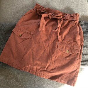 ModCloth Linen Paperbag Skirt Terracotta Tie Waist: Small